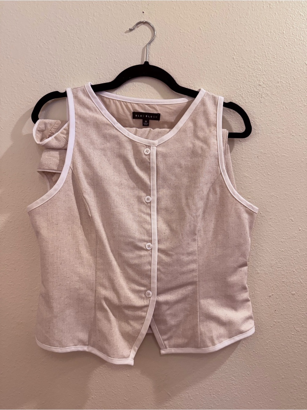 Blue Blush Set - Beige Button-Front Sleeveless Top & Shorts Set. Never worn